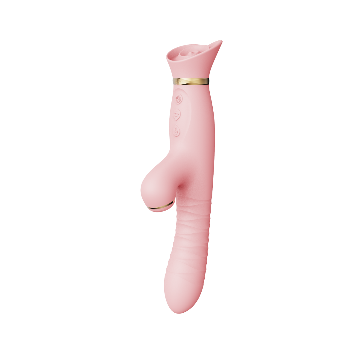 Вібратор з ротацією і вакуумною стимуляцією ZALO ROSE Rabbit PINK