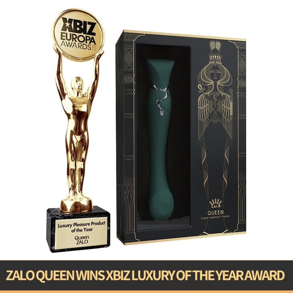 Вібратор із насадкою Zalo Queen Set з хвильовою стимуляцією, для клітора та точки G, зелений