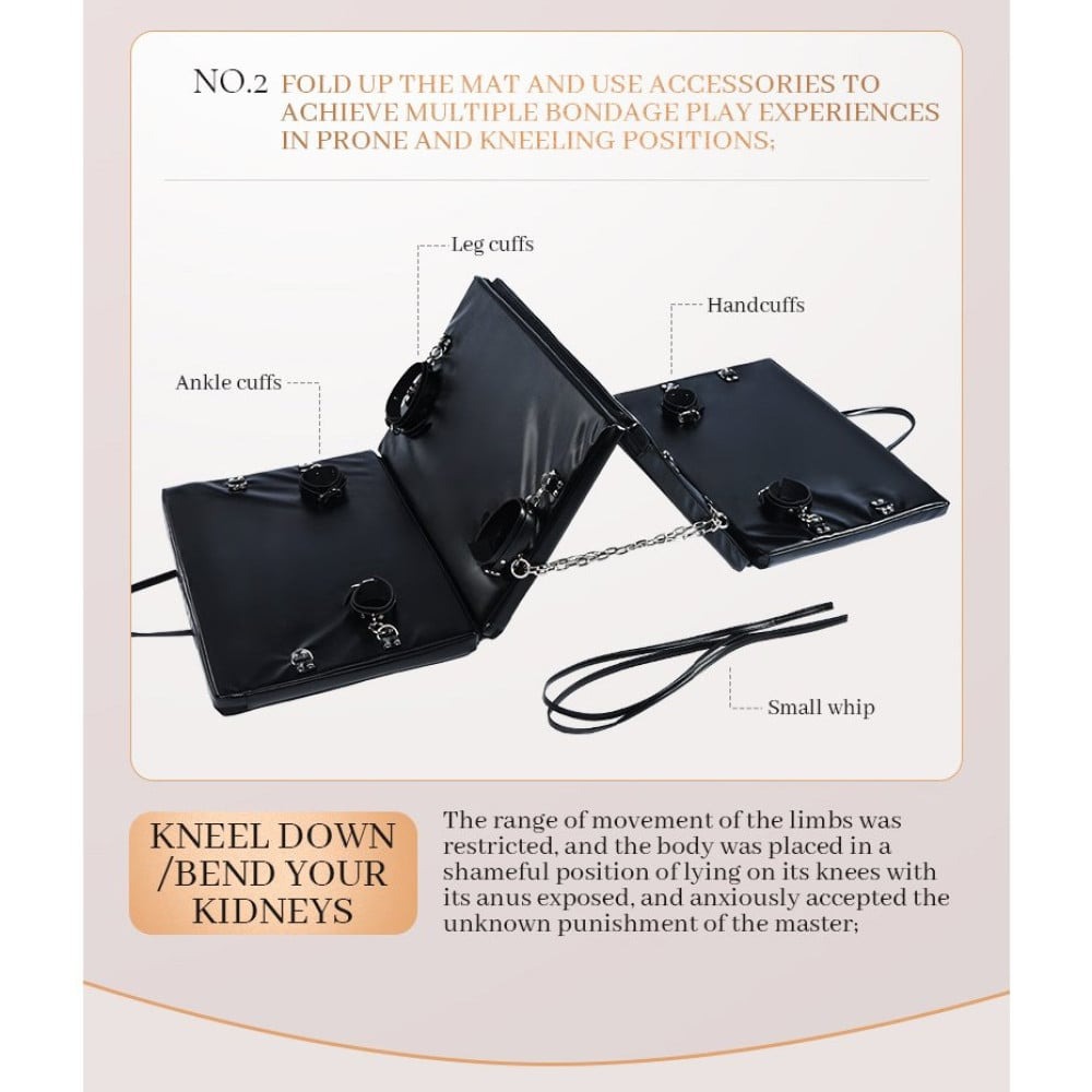 Дошка для бондажу Roomfun Bondage Board (наручники+манжети на щиколотки+окови на ноги+ремені) чорна