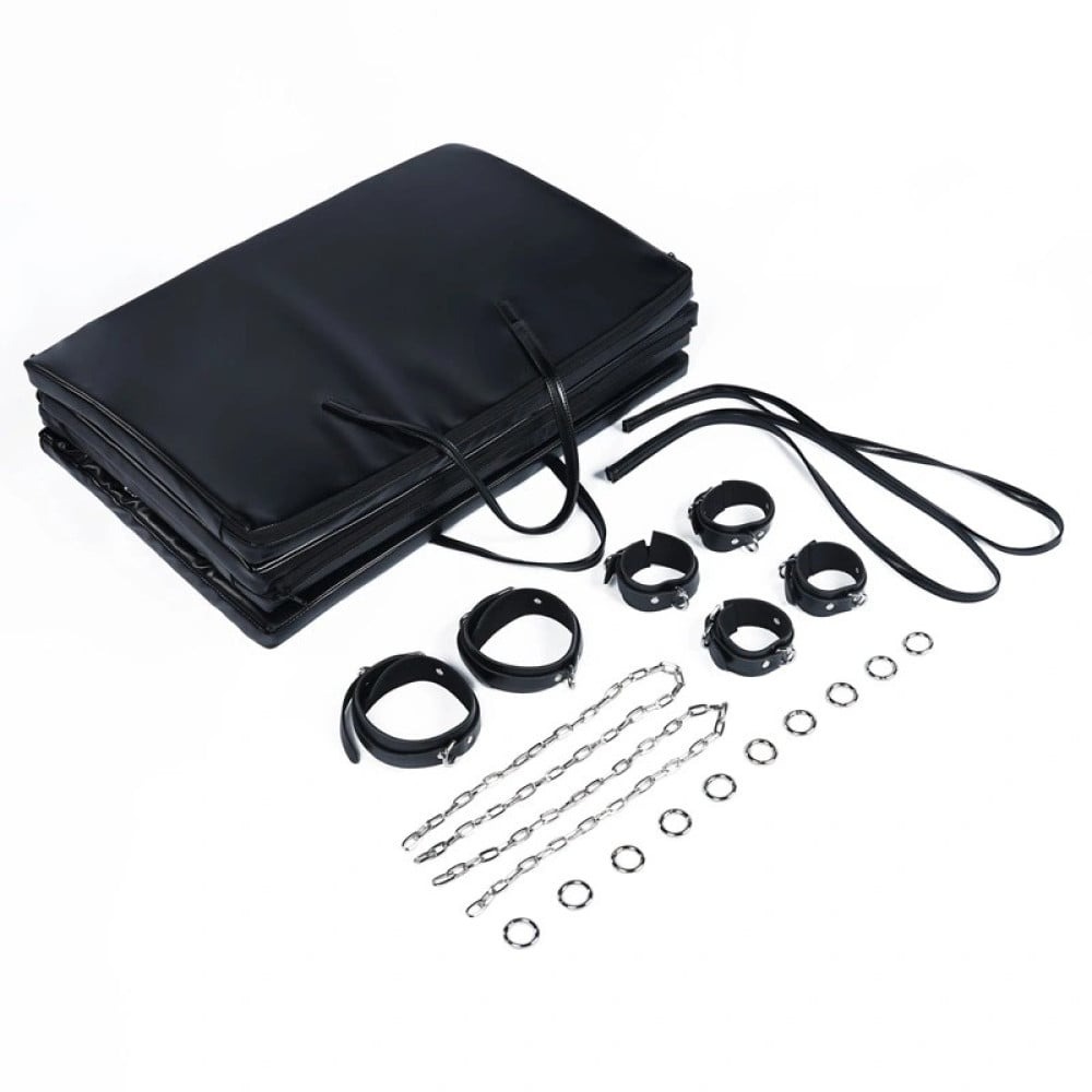Дошка для бондажу Roomfun Bondage Board (наручники+манжети на щиколотки+окови на ноги+ремені) чорна