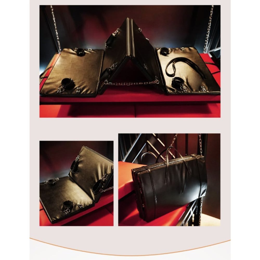 Дошка для бондажу Roomfun Bondage Board (наручники+манжети на щиколотки+окови на ноги+ремені) чорна