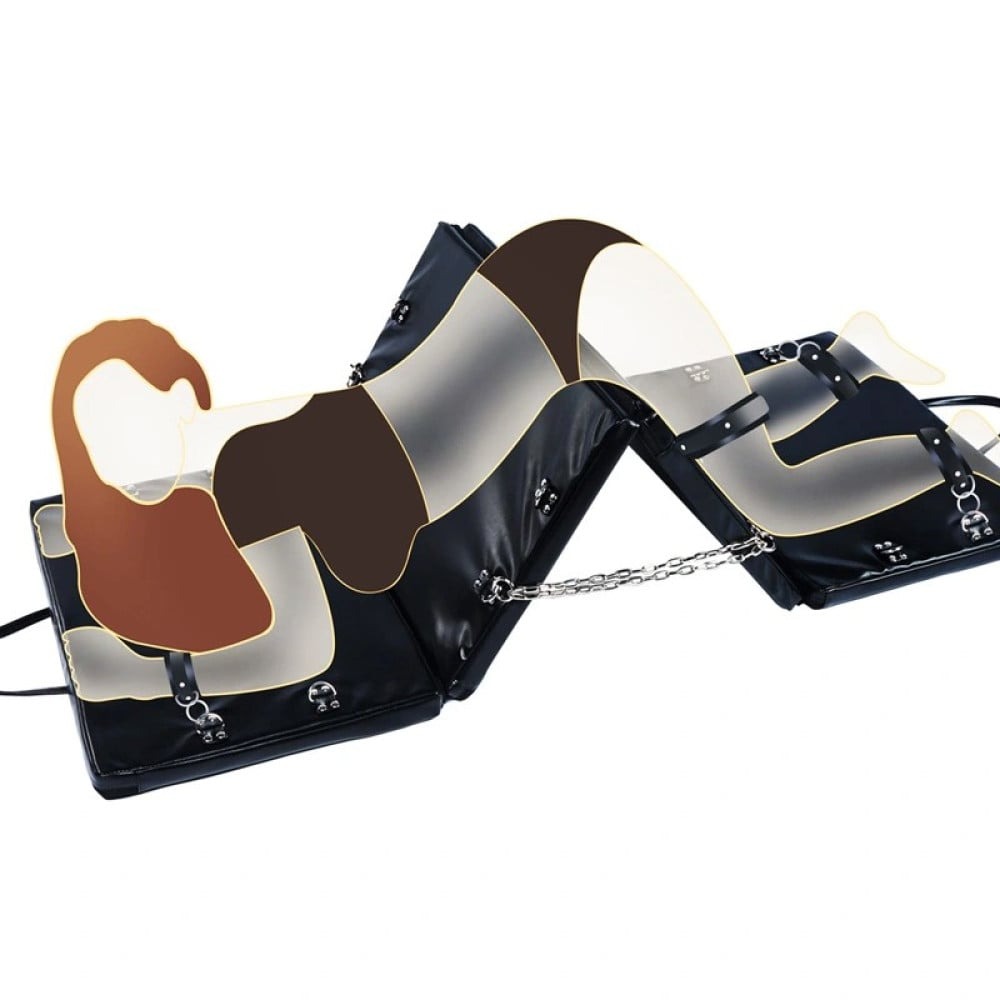 Дошка для бондажу Roomfun Bondage Board (наручники+манжети на щиколотки+окови на ноги+ремені) чорна
