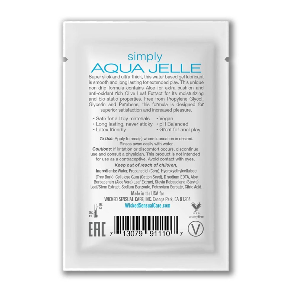 Пробник лубриканта Wicked Simply Aqua Jelle з густою гелевою текстурою на водній основі, 3 мл